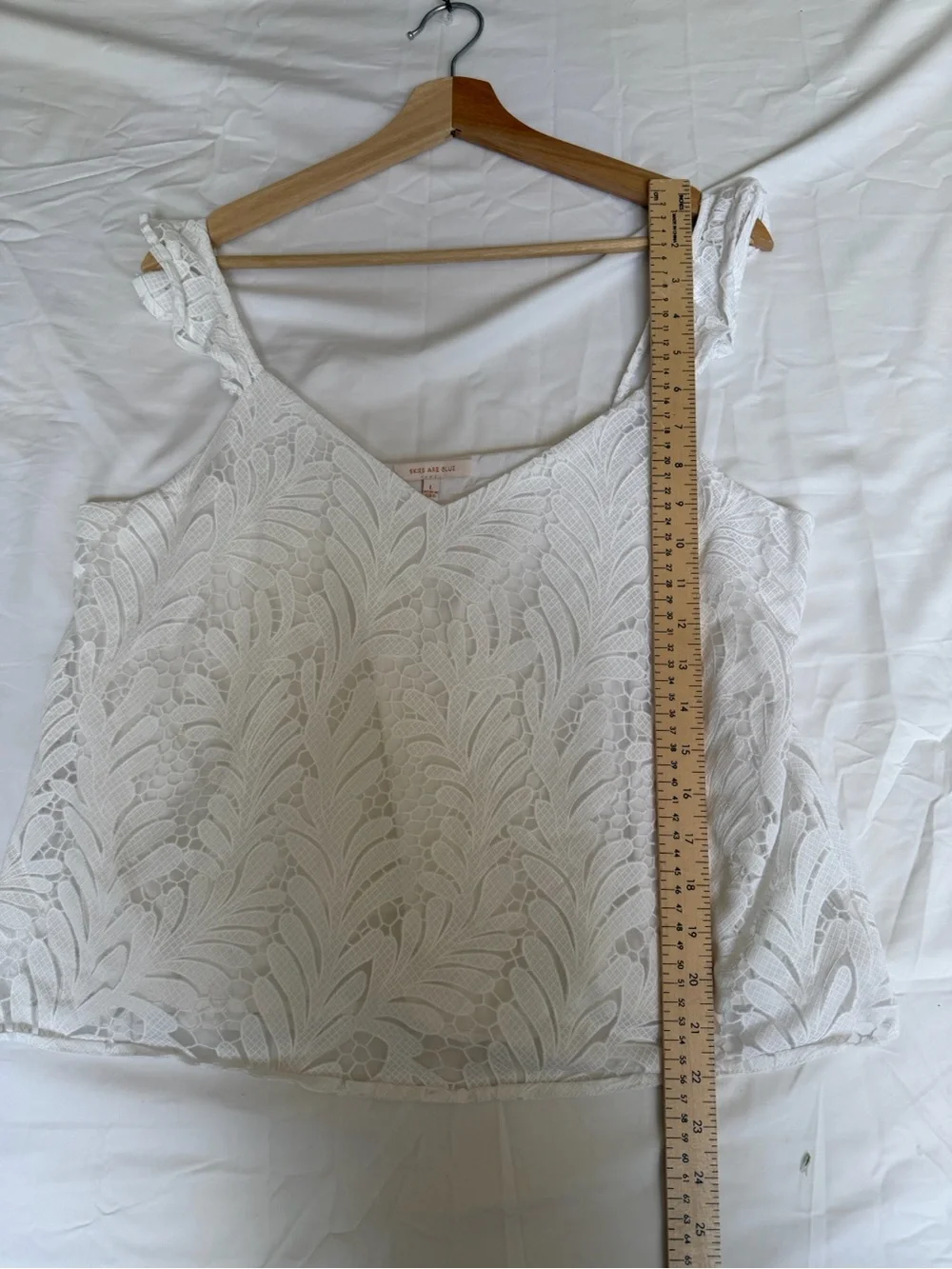 Skies Are Blue White Lace Camisole with Ruffle Straps